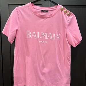 Balmain Pink Tee with Gold Buttons size 36